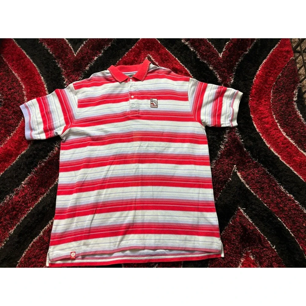 Vintage Coogi Australia Colorful Striped Polo Embroidered Shirt Men's Sz 4XL